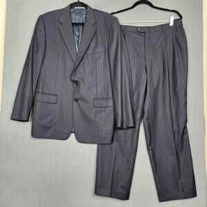 Hickey Freeman Suit Mens 42R Blue Pinstripe Madison Loro Piana USA Nordstrom